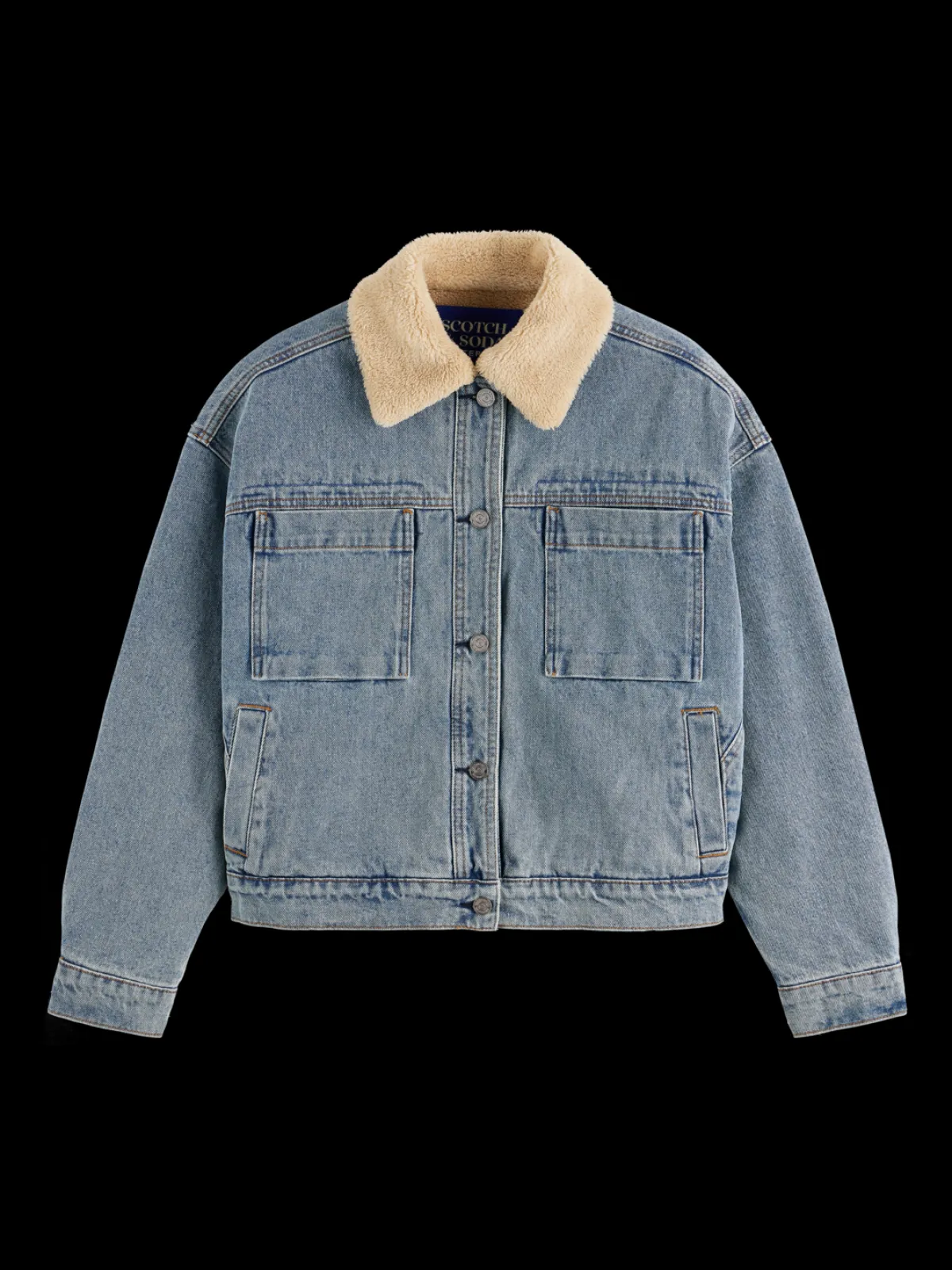 Hot WASHED DENIM JACKET WITH SHERPA DETAILS Women Jackets & Coats