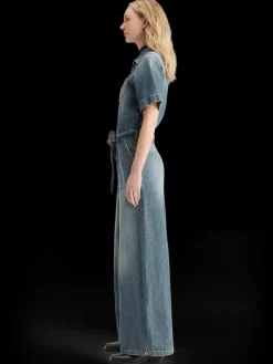 Outlet Washed denim workwear jumpsuit Women Dresses & Jumpsuits
