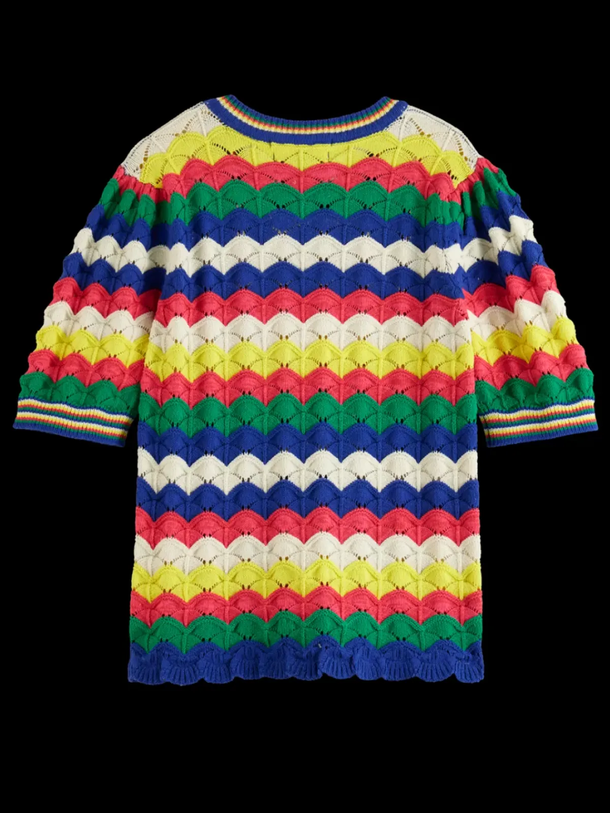 Best WAVE STITCH KNITTED SHORT SLEEVE PULLOVER Women Tops & T-shirts
