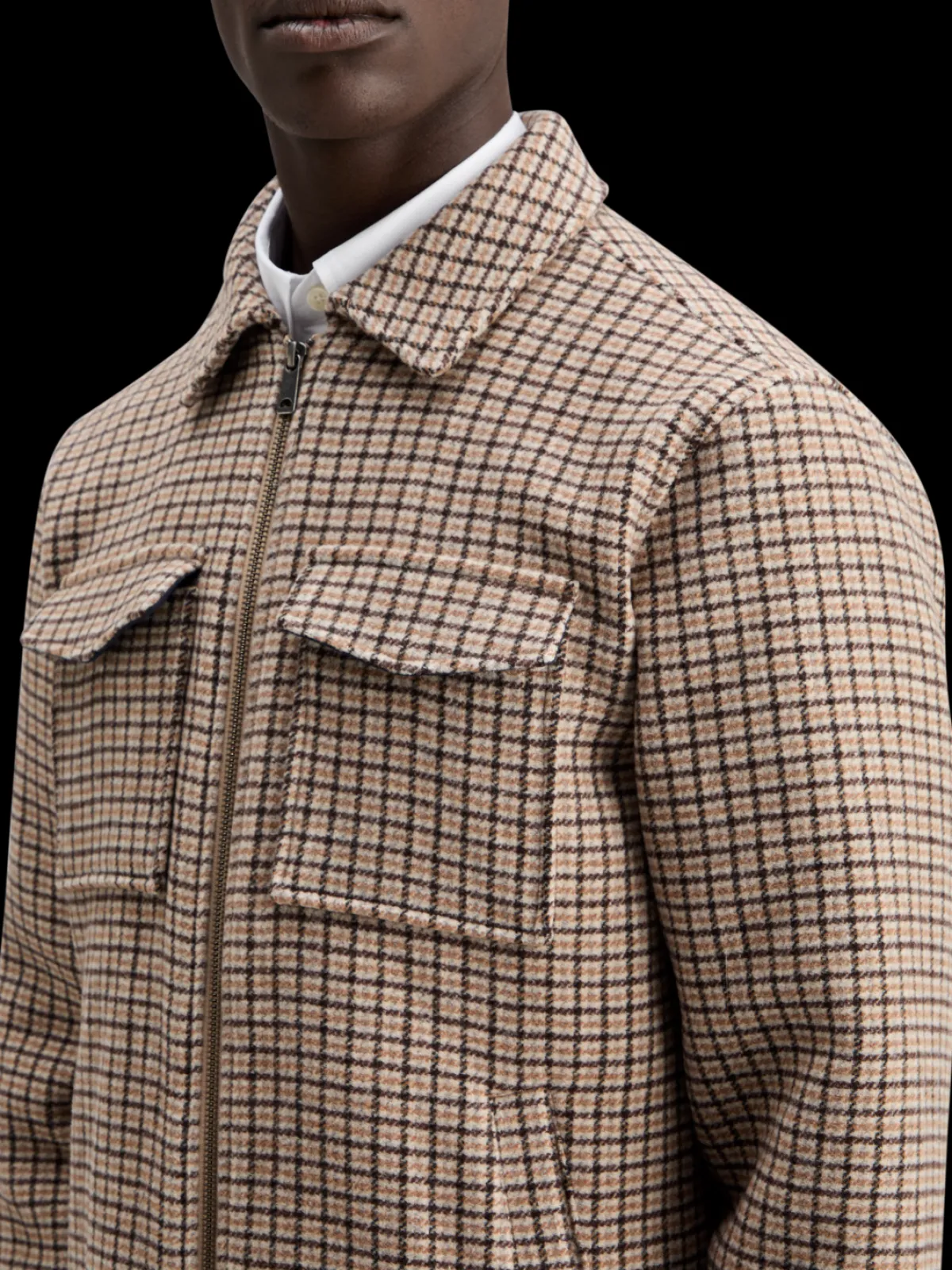 Fashion Wool blend zip-thru overshirt Jackets & Coats