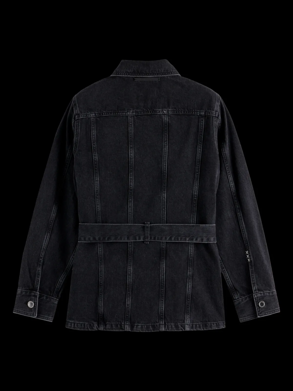 Discount WORKED OUT BLACK CARGO DENIM JACKET WITH BELT Women Jackets & Coats